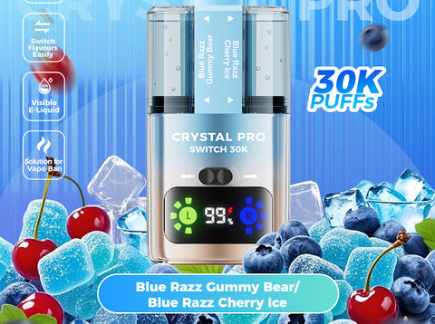 Crystal Pro Max 30k Pre-filled Pod Kit - Blue Razz Gummy Bear / Blue Razz Cherry Ice