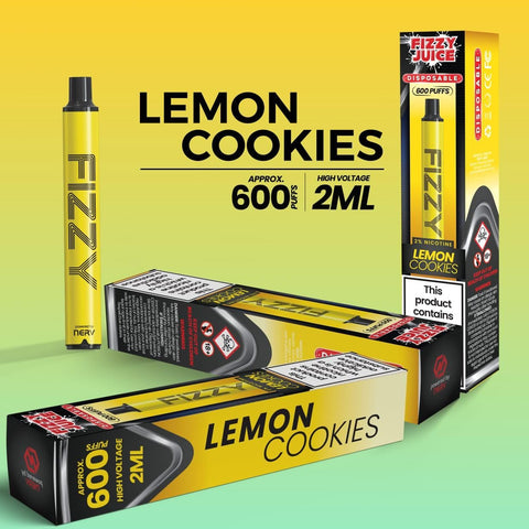 Fizzy Juice  -  20mg Disposable Vape Pen 600 Puffs - Lemon cookies *PAST EXPIRY*