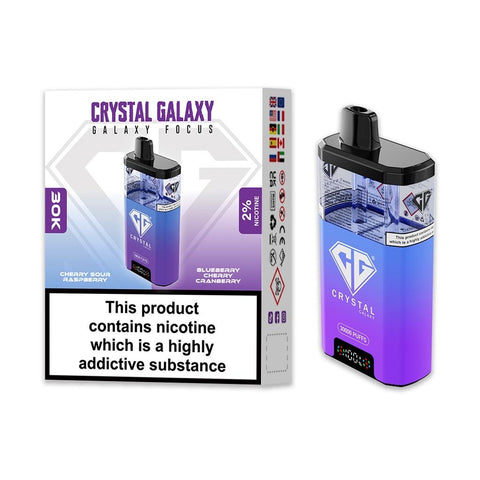 Crystal Galaxy Focus 30k 30,000 Puffs - Cherry Sour Raspberry | Blueberry Cherry Cranberry