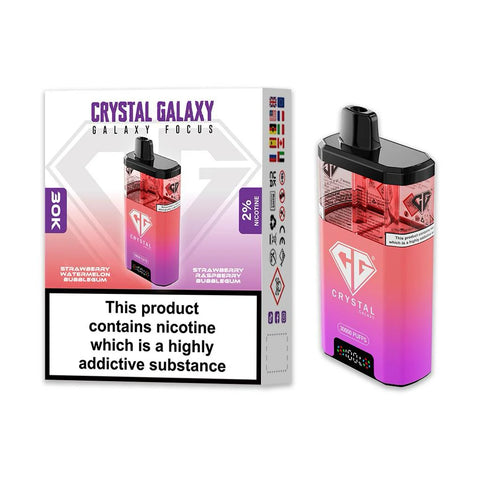 Crystal Galaxy Focus 30k 30,000 Puffs - Strawberry Watermelon Bubblegum | Strawberry Raspberry Bubblegum