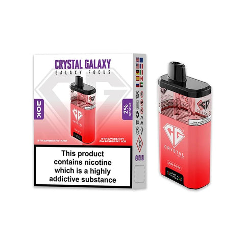 Crystal Galaxy Focus 30k 30,000 Puffs - Strawberry Kiwi | Strawberry Raspberry Ice